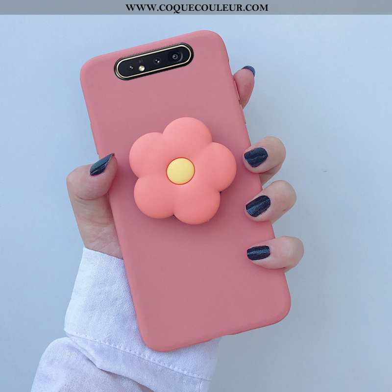 Housse Samsung Galaxy A80 Silicone Incassable Petit, Étui Samsung Galaxy A80 Fluide Doux Coque Rose