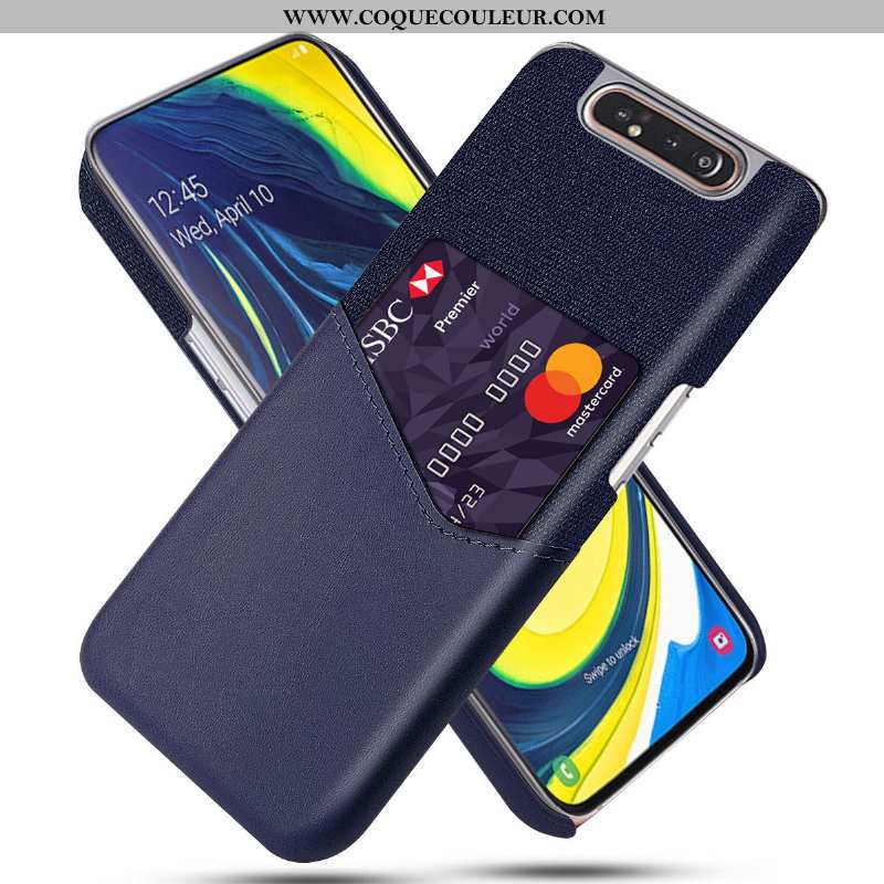 Étui Samsung Galaxy A80 Créatif Bleu Marin Incassable, Coque Samsung Galaxy A80 Cuir Téléphone Porta