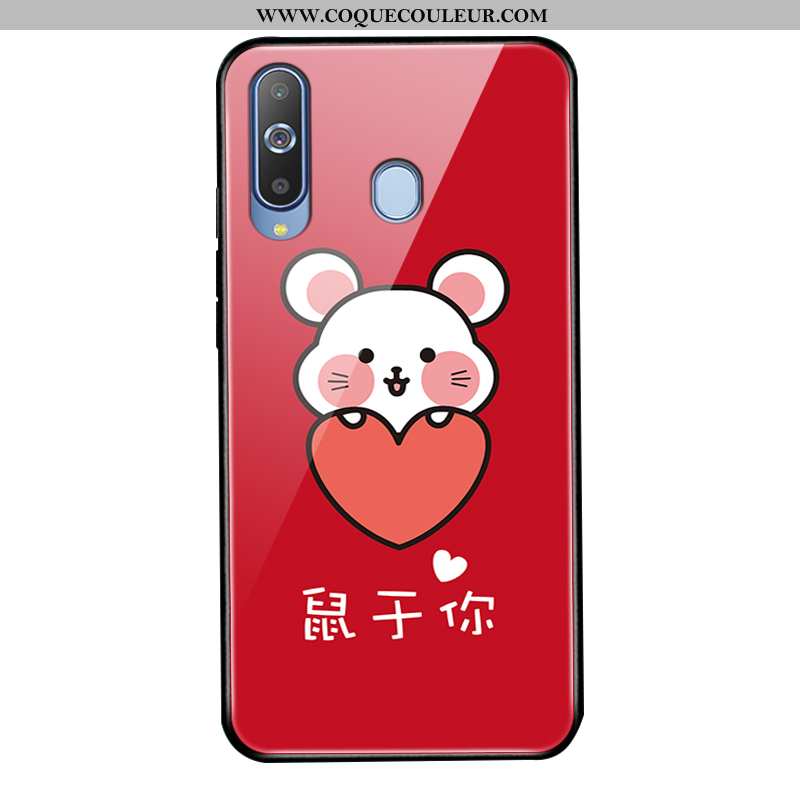 Étui Samsung Galaxy A8s Verre 2020 Protection, Coque Samsung Galaxy A8s Tendance Rouge