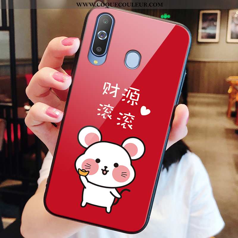 Étui Samsung Galaxy A8s Verre 2020 Protection, Coque Samsung Galaxy A8s Tendance Rouge