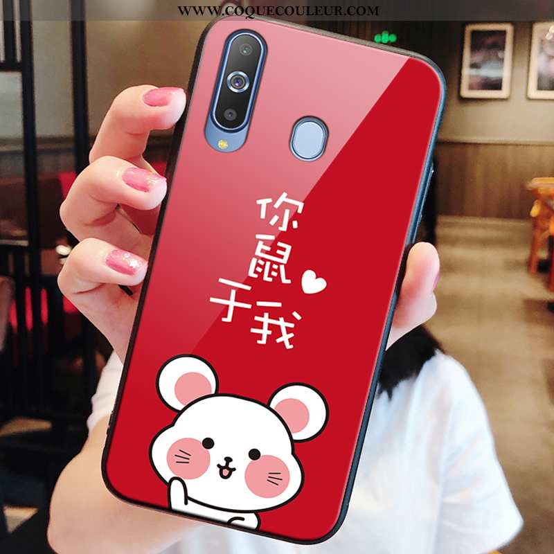 Étui Samsung Galaxy A8s Verre 2020 Protection, Coque Samsung Galaxy A8s Tendance Rouge