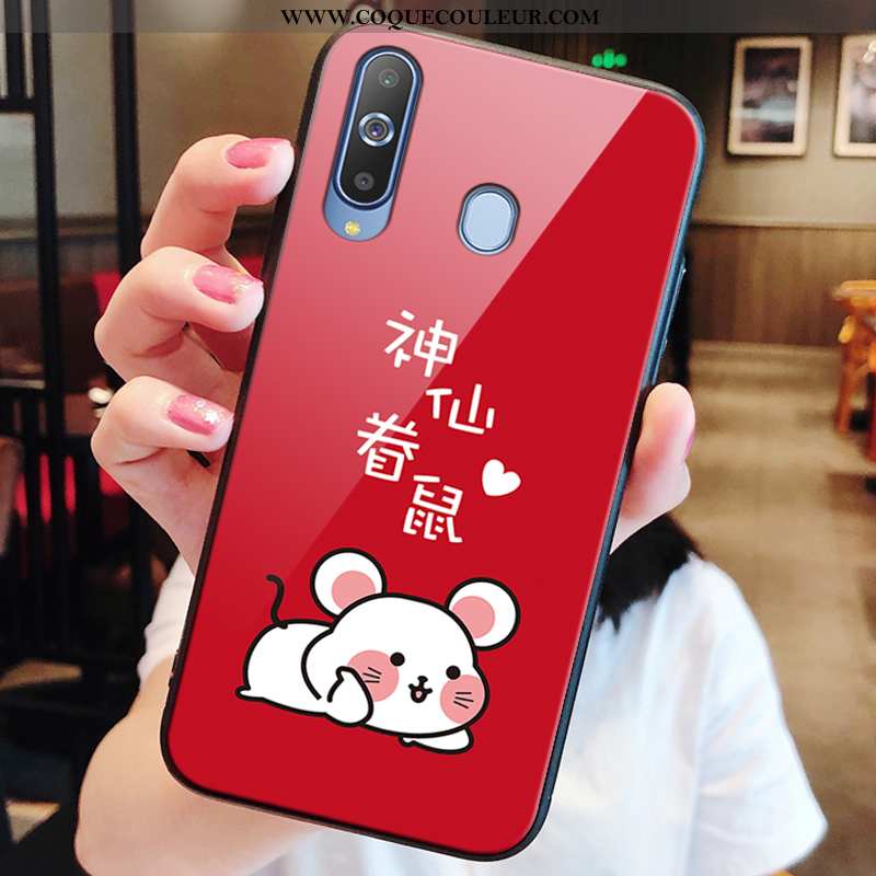 Étui Samsung Galaxy A8s Verre 2020 Protection, Coque Samsung Galaxy A8s Tendance Rouge