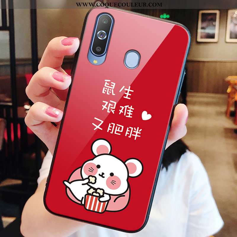 Étui Samsung Galaxy A8s Verre 2020 Protection, Coque Samsung Galaxy A8s Tendance Rouge