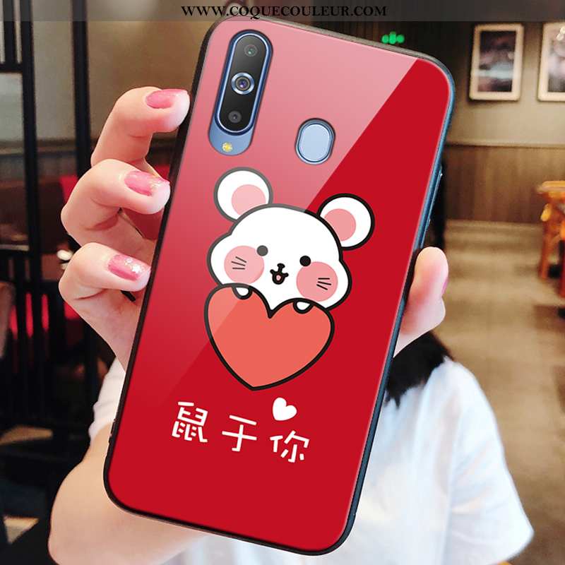 Étui Samsung Galaxy A8s Verre 2020 Protection, Coque Samsung Galaxy A8s Tendance Rouge