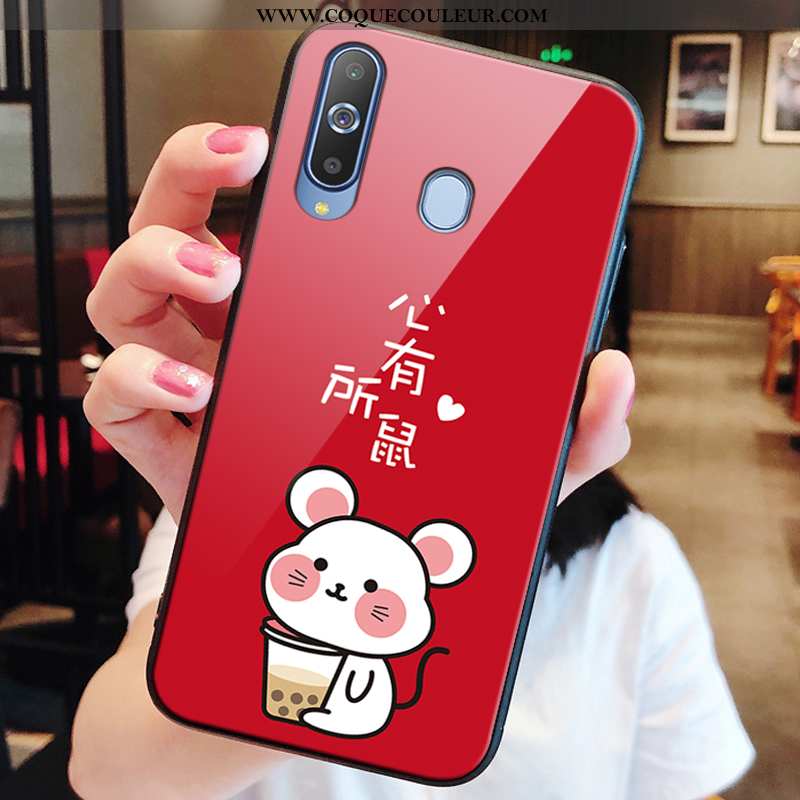 Étui Samsung Galaxy A8s Verre 2020 Protection, Coque Samsung Galaxy A8s Tendance Rouge