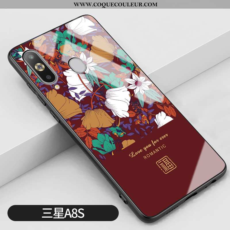 Housse Samsung Galaxy A8s Protection Tout Compris Coque, Étui Samsung Galaxy A8s Verre Tendance Roug