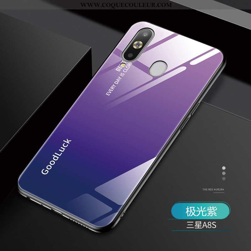 Coque Samsung Galaxy A8s Mode Étui Verre, Housse Samsung Galaxy A8s Protection Luxe Violet