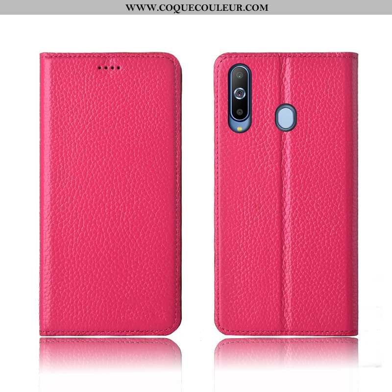 Étui Samsung Galaxy A8s Cuir Étoile 2020, Coque Samsung Galaxy A8s Fluide Doux Clamshell Rose