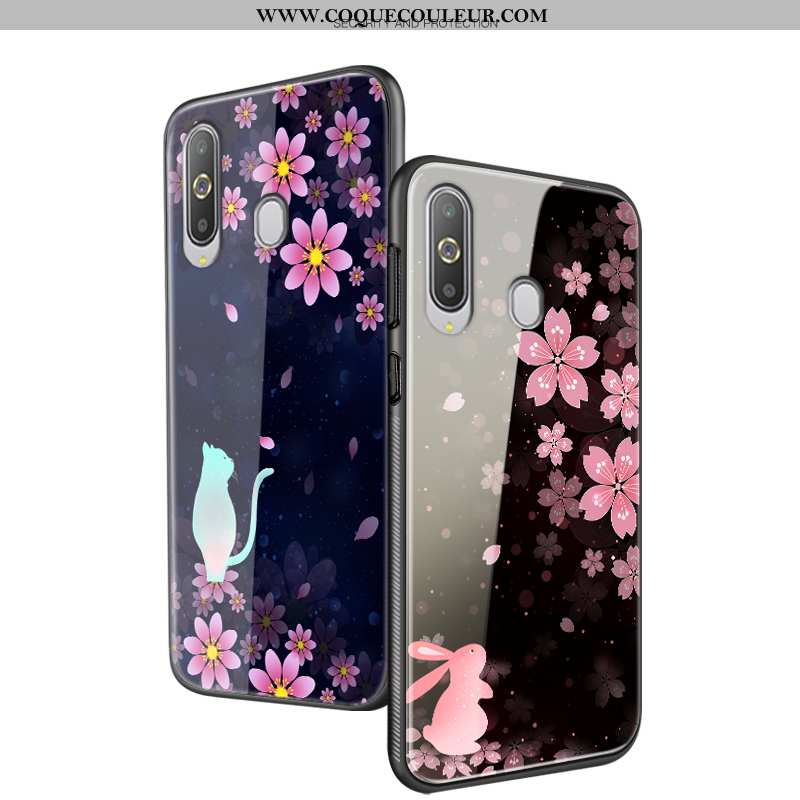 Coque Samsung Galaxy A8s Fluide Doux Fleur Mode, Housse Samsung Galaxy A8s Silicone Protection Noir