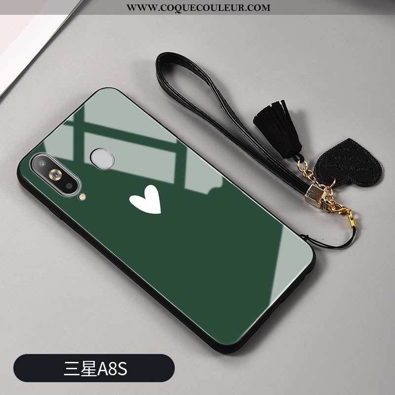 Étui Samsung Galaxy A8s Créatif Vert Peinte À La Main, Coque Samsung Galaxy A8s Tendance Miroir Vert