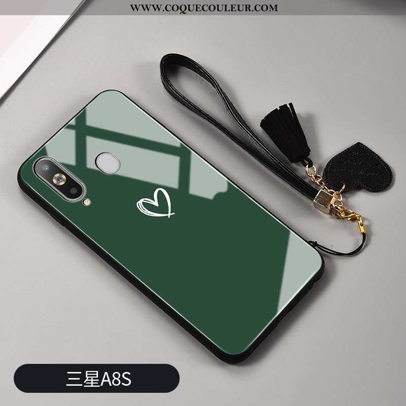 Étui Samsung Galaxy A8s Créatif Vert Peinte À La Main, Coque Samsung Galaxy A8s Tendance Miroir Vert