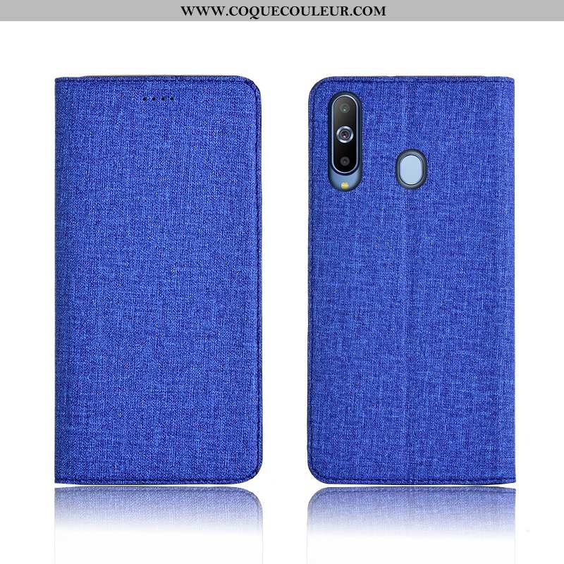 Housse Samsung Galaxy A8s Fluide Doux Lin Clamshell, Étui Samsung Galaxy A8s Silicone Nouveau Noir