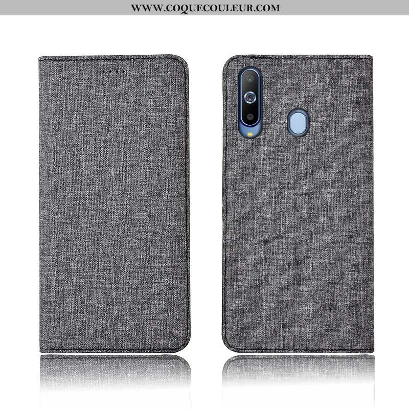 Housse Samsung Galaxy A8s Fluide Doux Lin Clamshell, Étui Samsung Galaxy A8s Silicone Nouveau Noir