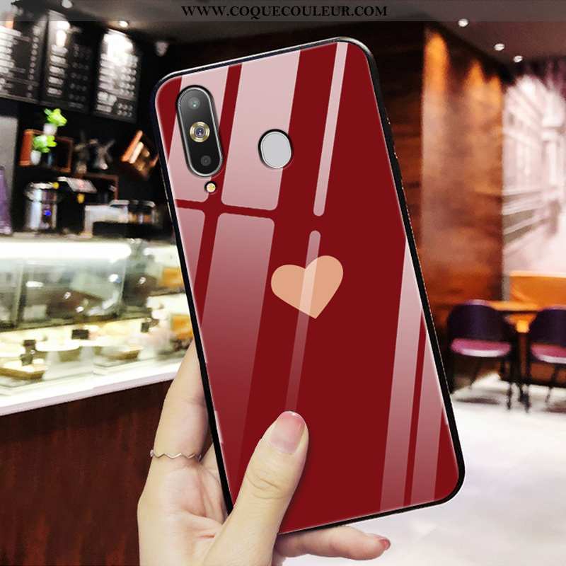 Coque Samsung Galaxy A8s Protection Nouveau Créatif, Housse Samsung Galaxy A8s Verre Étui Rouge