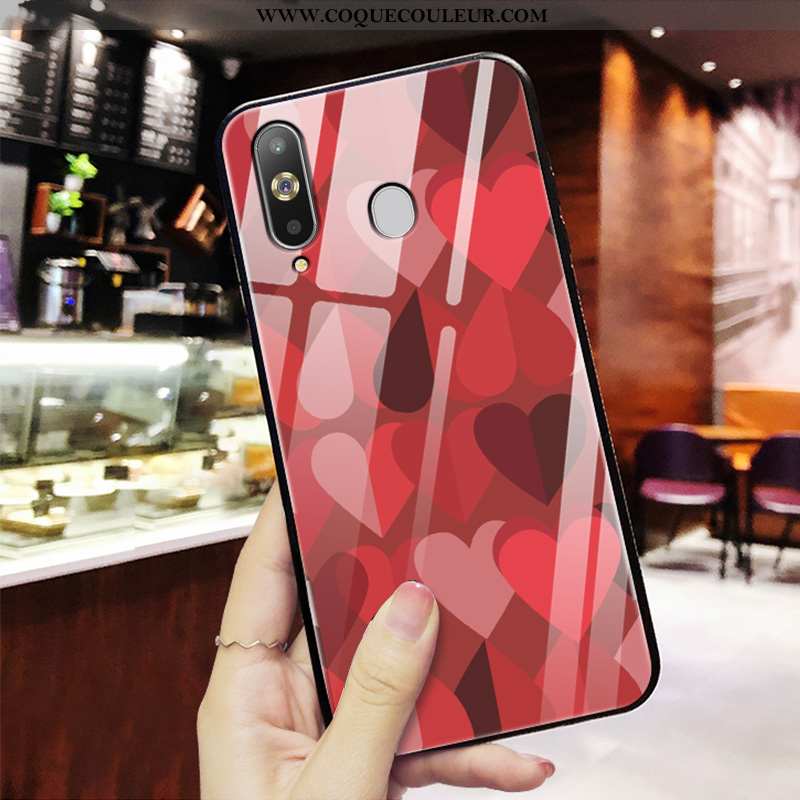 Coque Samsung Galaxy A8s Protection Nouveau Créatif, Housse Samsung Galaxy A8s Verre Étui Rouge