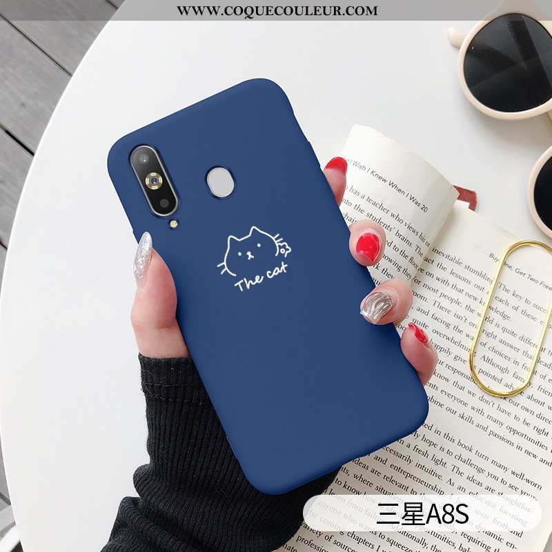 Étui Samsung Galaxy A8s Fluide Doux Frais Téléphone Portable, Coque Samsung Galaxy A8s Silicone Bleu