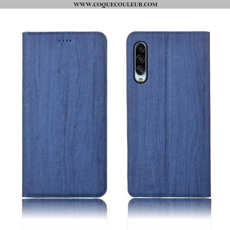 Coque Samsung Galaxy A90 5g Délavé En Daim Protection, Housse Samsung Galaxy A90 5g Cuir Étoile Bleu