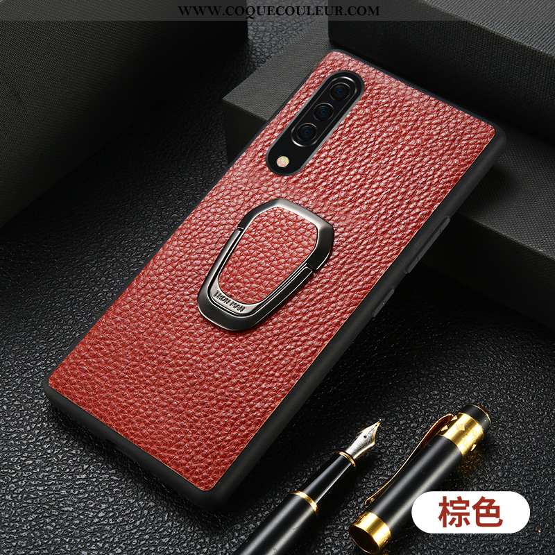 Étui Samsung Galaxy A90 5g Cuir Véritable Anneau Rouge, Coque Samsung Galaxy A90 5g Cuir Étoile Roug