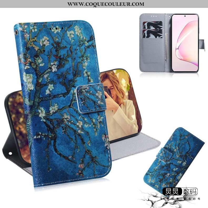 Coque Samsung Galaxy Note 10 Lite Cuir Étui, Housse Samsung Galaxy Note 10 Lite Charmant Bleu Marin 