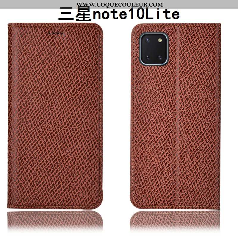 Étui Samsung Galaxy Note 10 Lite Cuir Véritable Housse Protection, Coque Samsung Galaxy Note 10 Lite