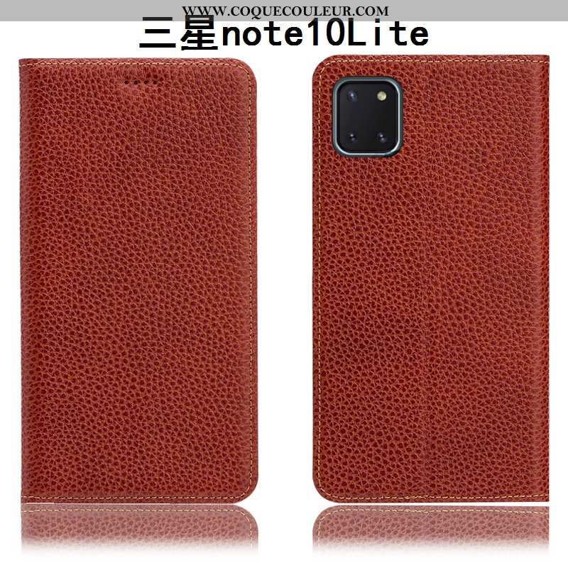 Housse Samsung Galaxy Note 10 Lite Cuir Véritable Protection Bleu Marin, Étui Samsung Galaxy Note 10