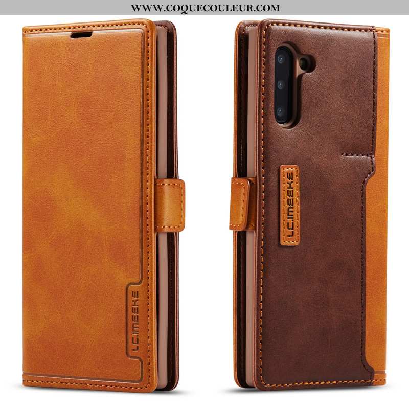 Étui Samsung Galaxy Note 10 Cuir Véritable Coque Membrane, Samsung Galaxy Note 10 Incassable Marron