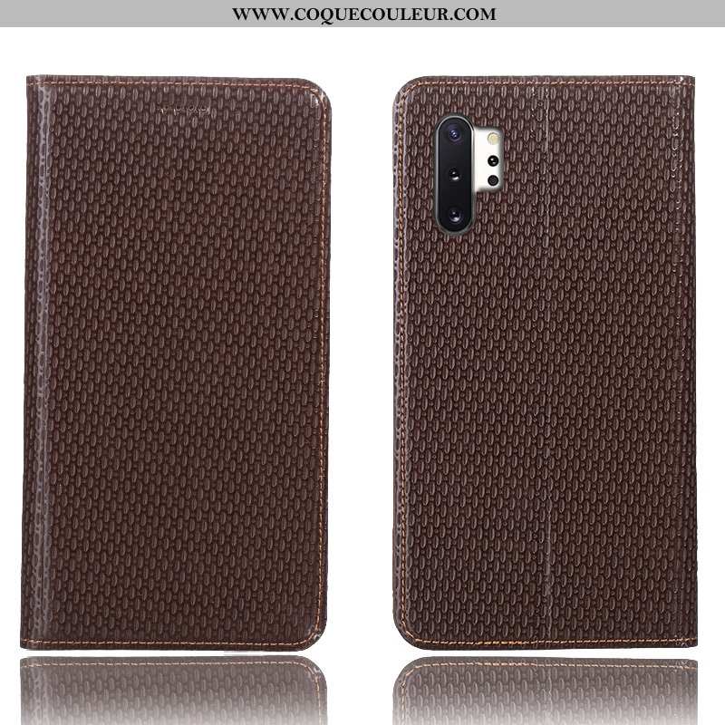 Housse Samsung Galaxy Note 10+ Cuir Véritable Étui Coque, Samsung Galaxy Note 10+ Modèle Fleurie Tél