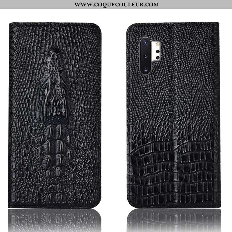 Étui Samsung Galaxy Note 10+ Cuir Véritable Étoile, Coque Samsung Galaxy Note 10+ Protection Jaune