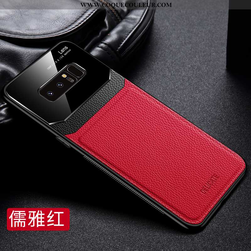 Coque Samsung Galaxy Note 8 Ultra Délavé En Daim Cuir, Housse Samsung Galaxy Note 8 Légère Luxe Roug