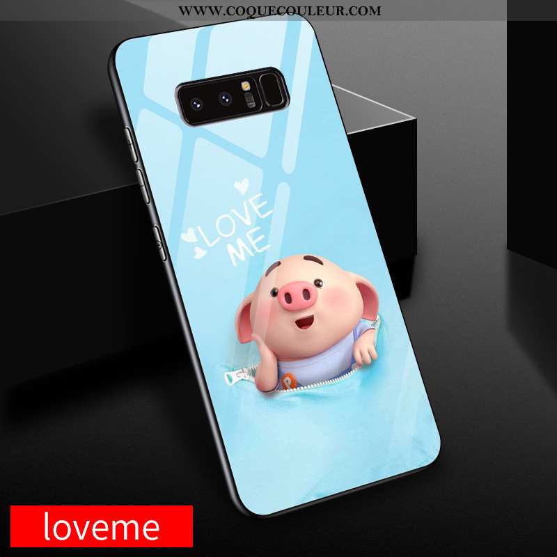 Housse Samsung Galaxy Note 8 Verre Coque Étoile, Étui Samsung Galaxy Note 8 Personnalité Simple Bleu