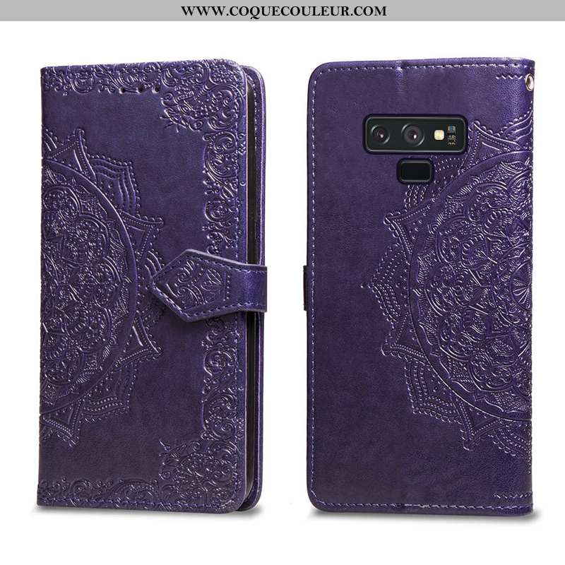 Coque Samsung Galaxy Note 9 Cuir Violet Téléphone Portable, Housse Samsung Galaxy Note 9 Fluide Doux