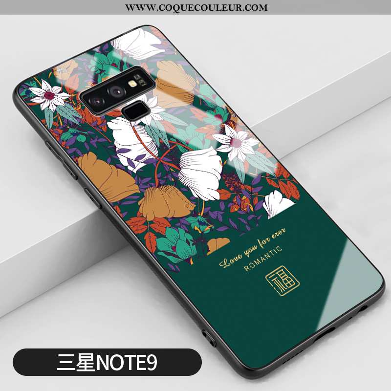 Étui Samsung Galaxy Note 9 Créatif Silicone Étoile, Coque Samsung Galaxy Note 9 Vintage Miroir Verte