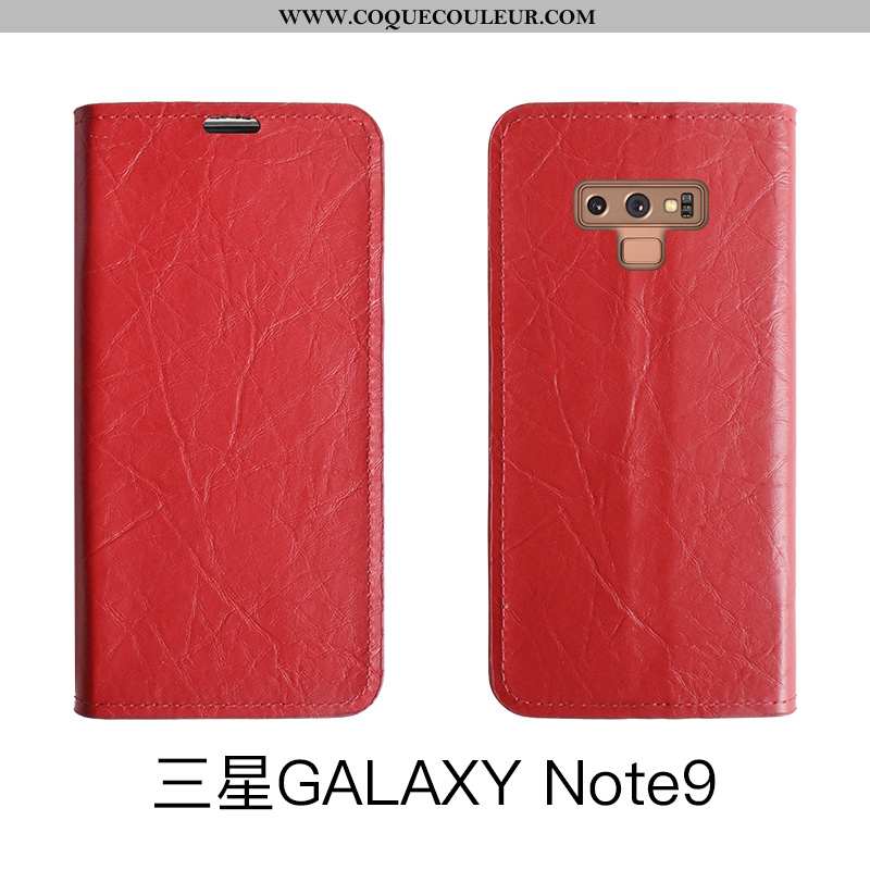 Housse Samsung Galaxy Note 9 Protection Carte Coque, Étui Samsung Galaxy Note 9 Cuir Rouge