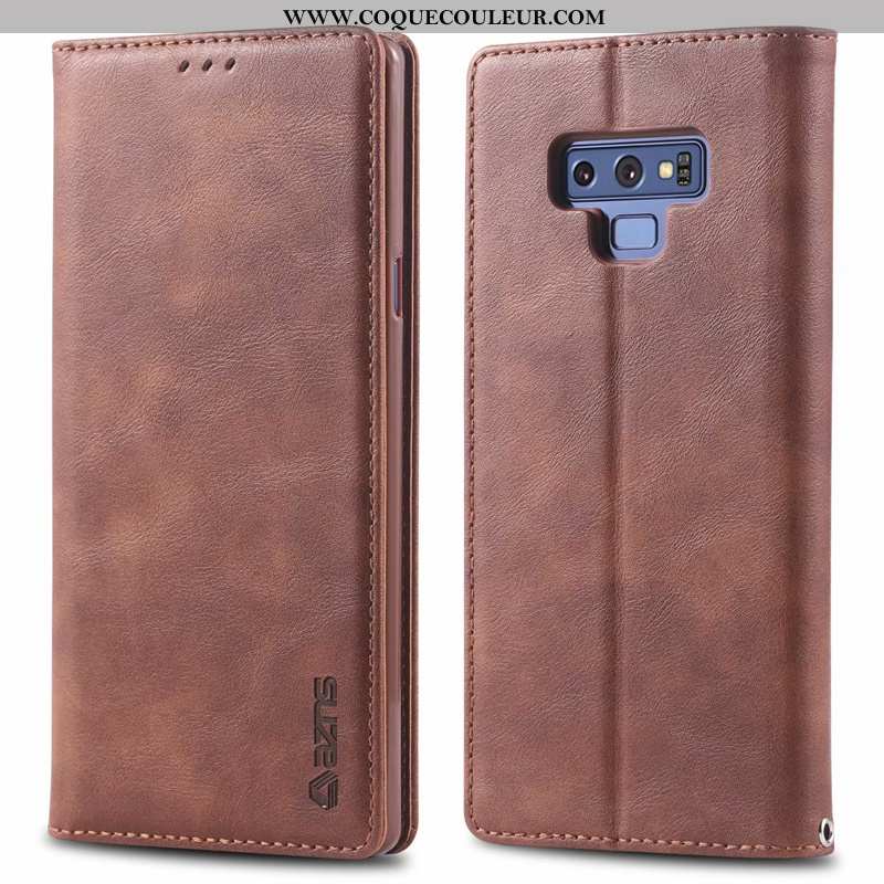 Coque Samsung Galaxy Note 9 Cuir Téléphone Portable Marron, Housse Samsung Galaxy Note 9 Silicone Ét