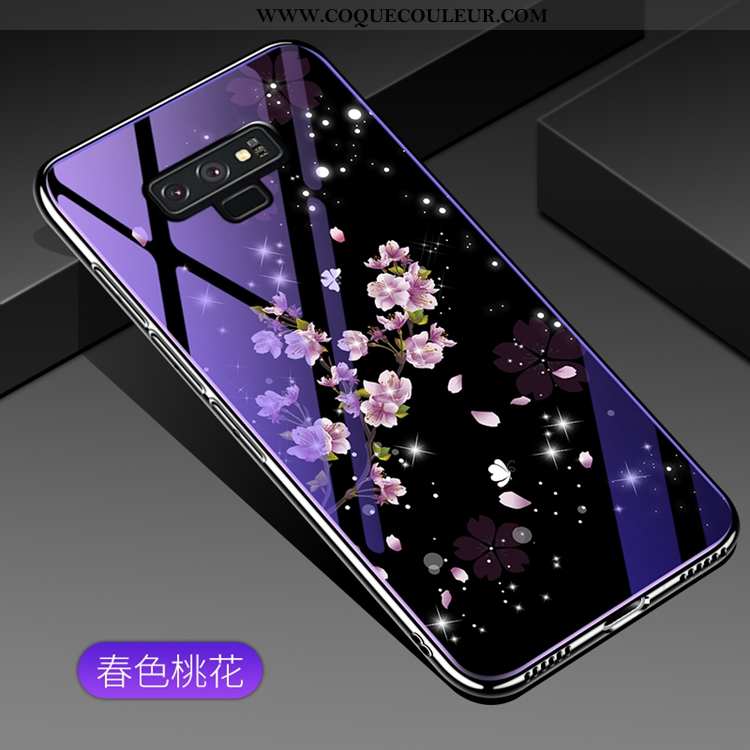 Housse Samsung Galaxy Note 9 Verre Étoile Étui, Étui Samsung Galaxy Note 9 Mode Violet