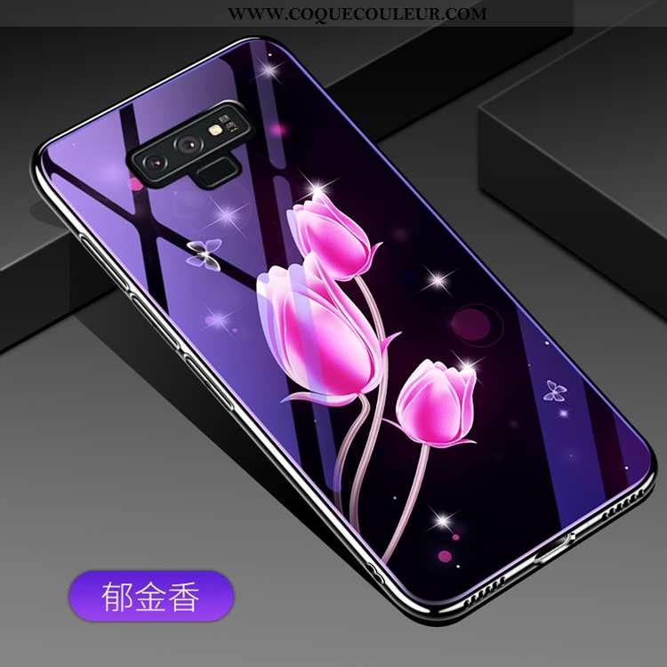 Housse Samsung Galaxy Note 9 Verre Étoile Étui, Étui Samsung Galaxy Note 9 Mode Violet