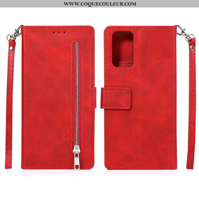 Coque Samsung Galaxy Note20 Cuir Étoile Téléphone Portable, Housse Samsung Galaxy Note20 Étui Rouge
