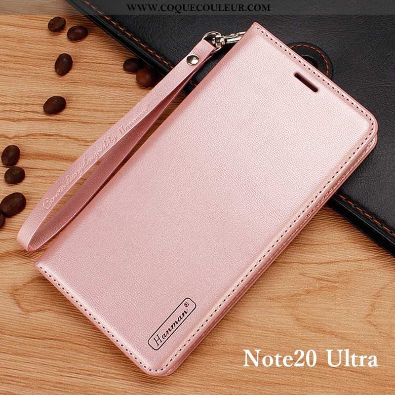 Housse Samsung Galaxy Note20 Ultra Portefeuille Étui Rose, Samsung Galaxy Note20 Ultra Cuir Véritabl