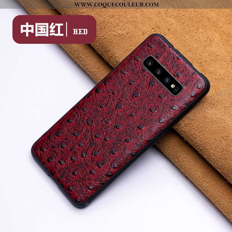 Étui Samsung Galaxy S10 Cuir Légère, Coque Samsung Galaxy S10 Protection Créatif Véritable Rouge