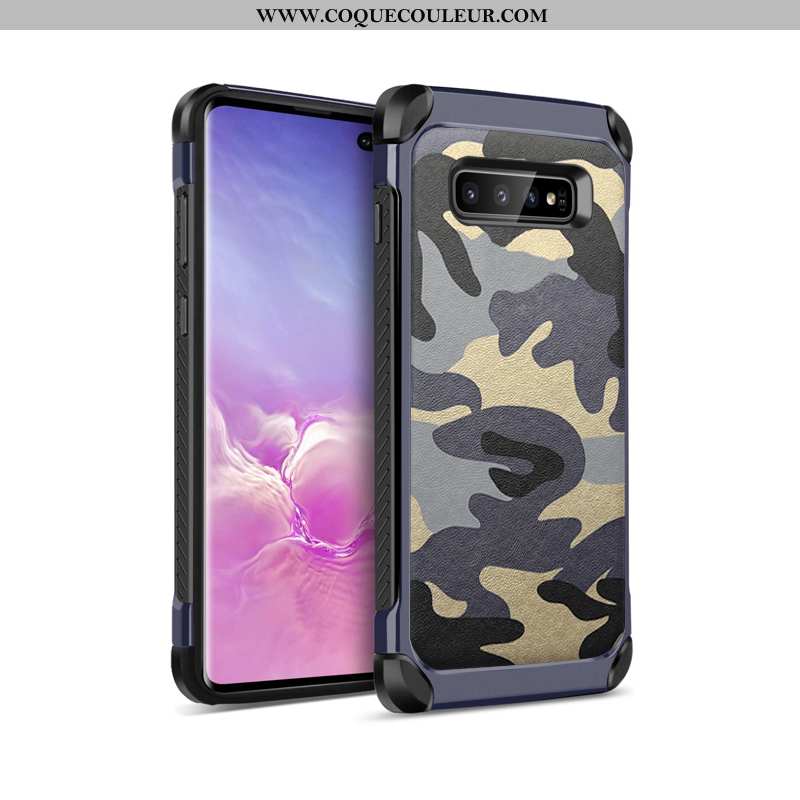 Coque Samsung Galaxy S10 Protection Étui, Housse Samsung Galaxy S10 Tendance Luxe Bleu