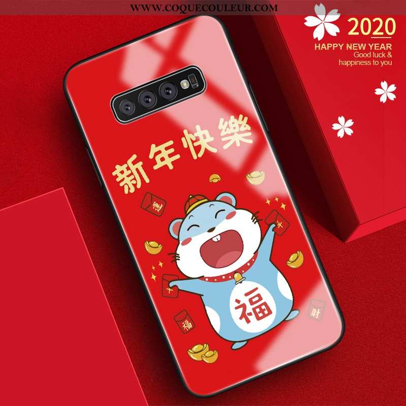 Coque Samsung Galaxy S10 Silicone Verre Tendance, Housse Samsung Galaxy S10 Protection Nouveau Rouge