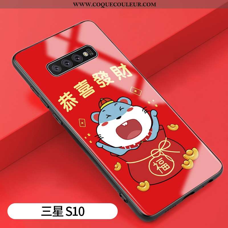 Coque Samsung Galaxy S10 Silicone Verre Tendance, Housse Samsung Galaxy S10 Protection Nouveau Rouge