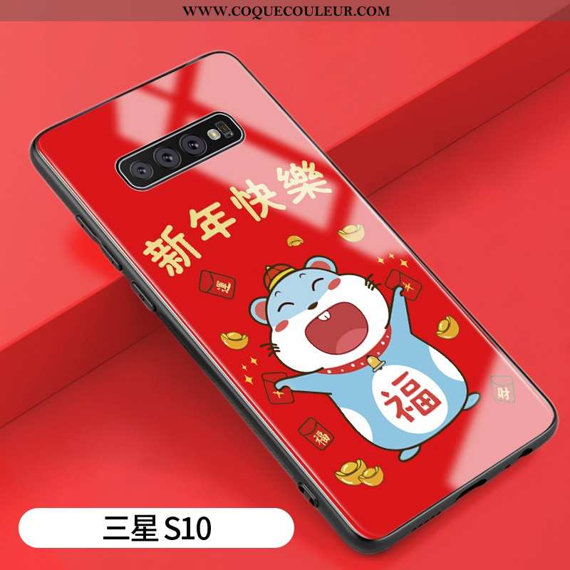 Coque Samsung Galaxy S10 Silicone Verre Tendance, Housse Samsung Galaxy S10 Protection Nouveau Rouge