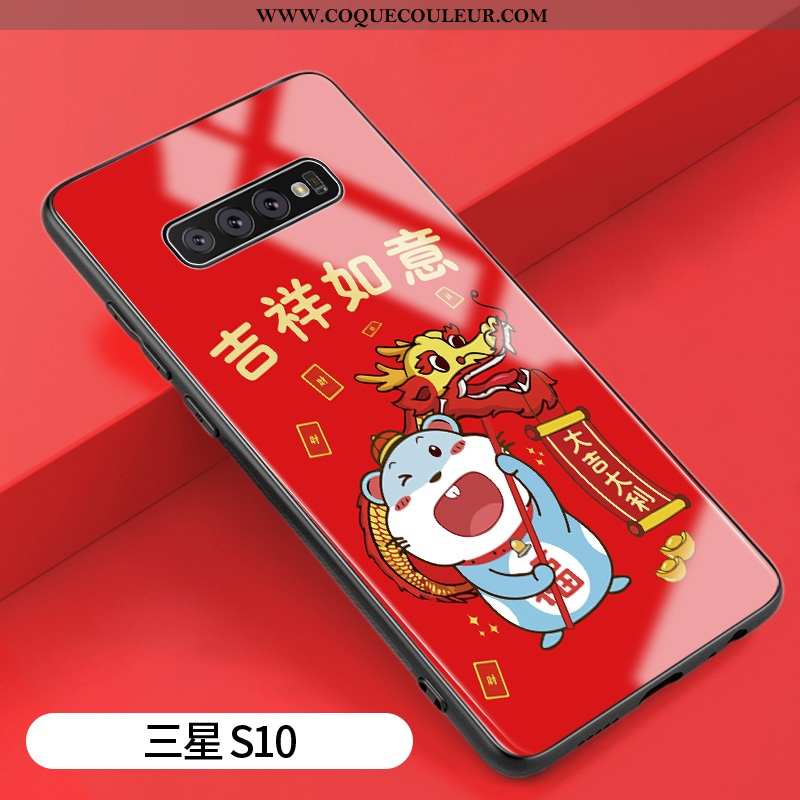 Coque Samsung Galaxy S10 Silicone Verre Tendance, Housse Samsung Galaxy S10 Protection Nouveau Rouge