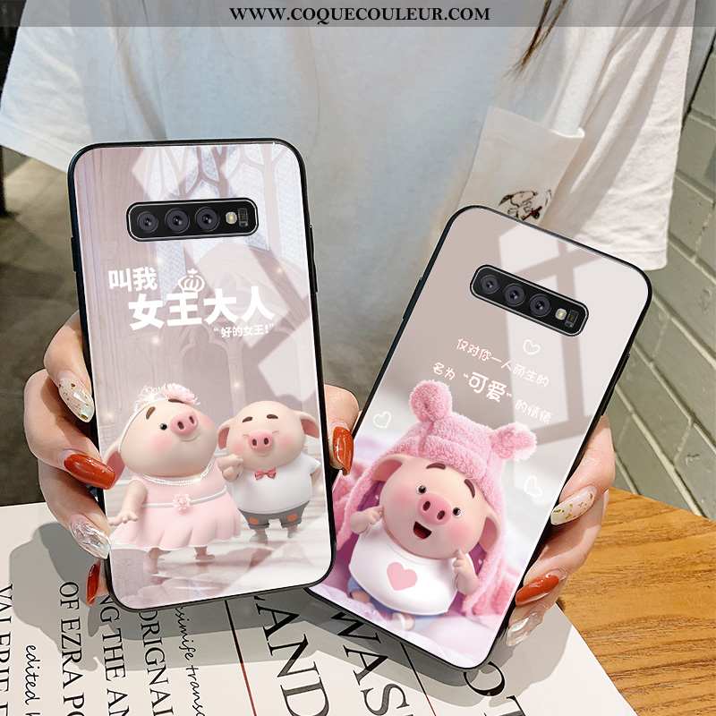 Coque Samsung Galaxy S10 Dessin Animé Rose Tout Compris, Housse Samsung Galaxy S10 Charmant Mignonne