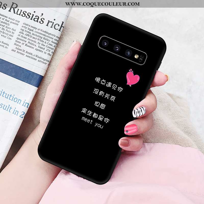Étui Samsung Galaxy S10 Fluide Doux Étoile Peinture, Coque Samsung Galaxy S10 Silicone Nouveau Rose