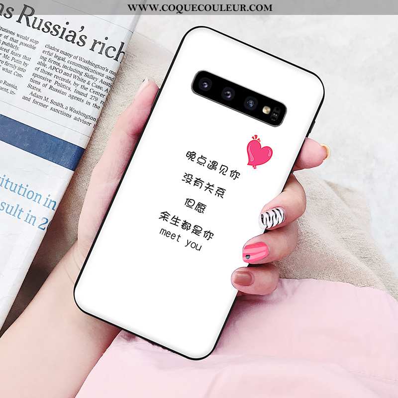 Étui Samsung Galaxy S10 Fluide Doux Étoile Peinture, Coque Samsung Galaxy S10 Silicone Nouveau Rose