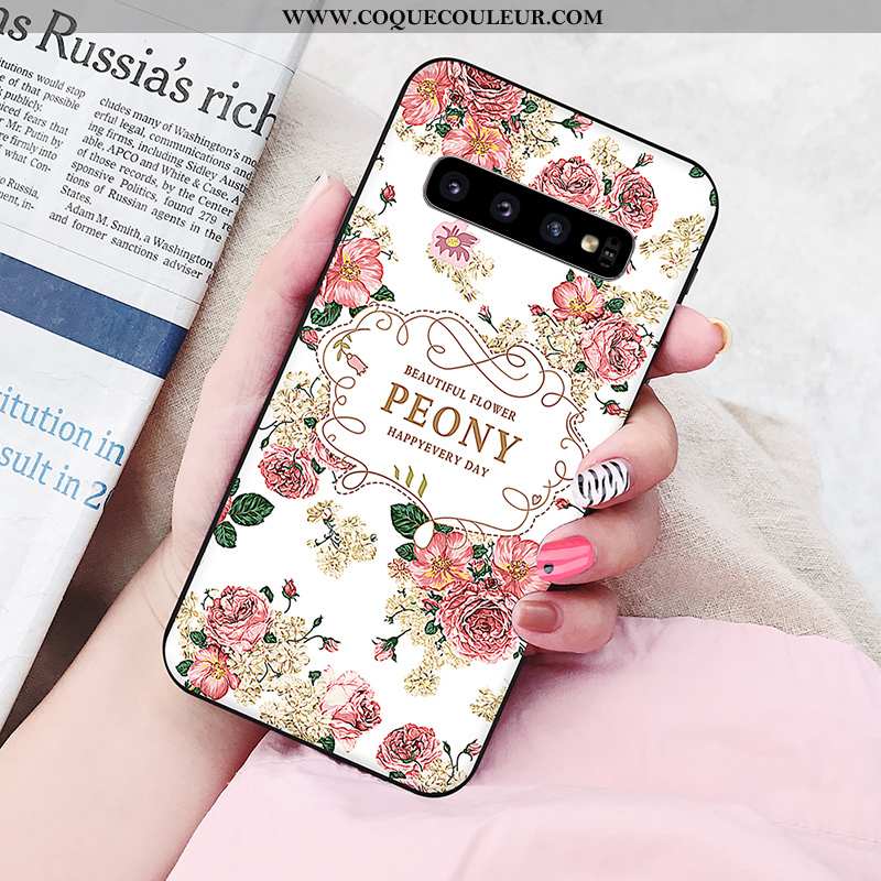 Étui Samsung Galaxy S10 Fluide Doux Étoile Peinture, Coque Samsung Galaxy S10 Silicone Nouveau Rose