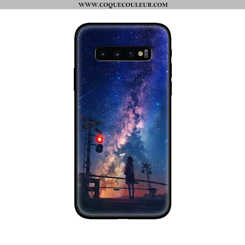 Étui Samsung Galaxy S10 Fluide Doux Incassable Coque, Coque Samsung Galaxy S10 Silicone Bleu Marin B