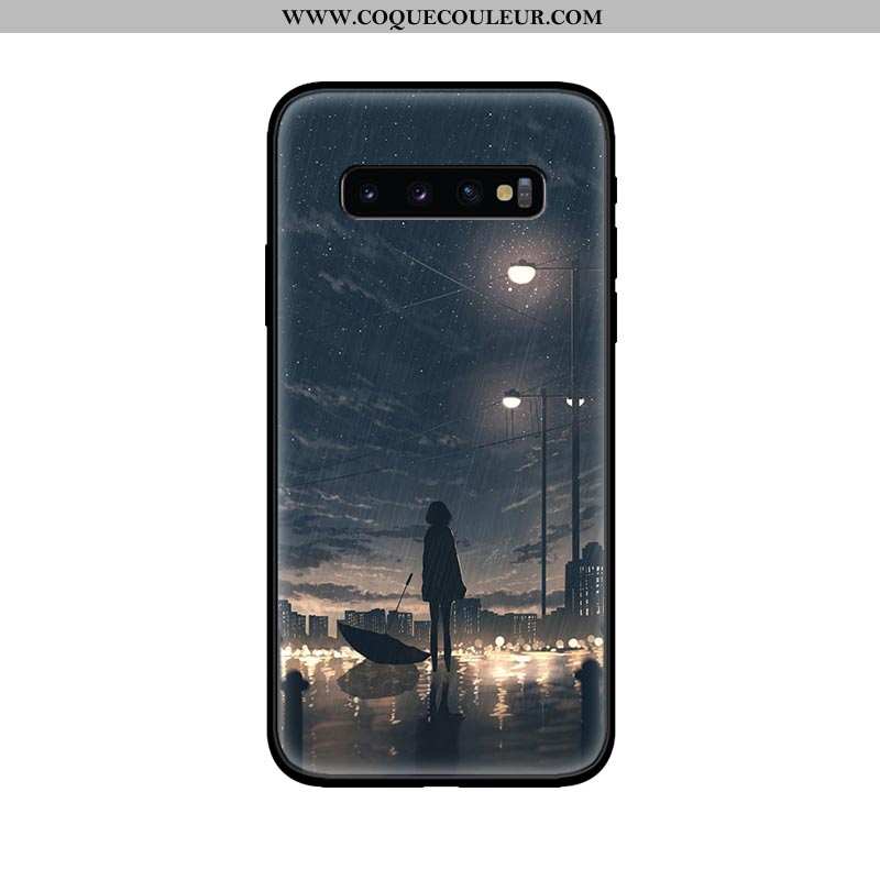 Étui Samsung Galaxy S10 Fluide Doux Incassable Coque, Coque Samsung Galaxy S10 Silicone Bleu Marin B